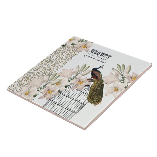 Elegant Lilies Peacock Tegeltje (Zijkant)