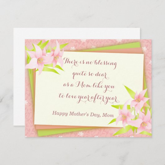 Elegant Lillies Floral Moederdag Feestdagenkaart (Voorkant / Achterkant)