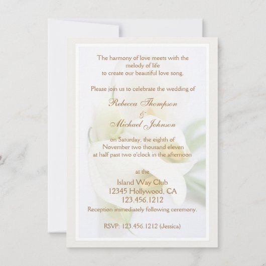 Elegant Lillies Wedding Invitations Kaart (Achterkant)
