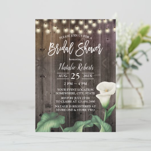 Elegant Lily Flower Rustic Barn Vrijgezellenfeest Kaart (Staand voorkant)