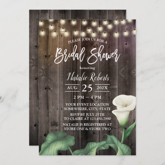 Elegant Lily Flower Rustic Barn Vrijgezellenfeest Kaart (Voorkant / Achterkant)