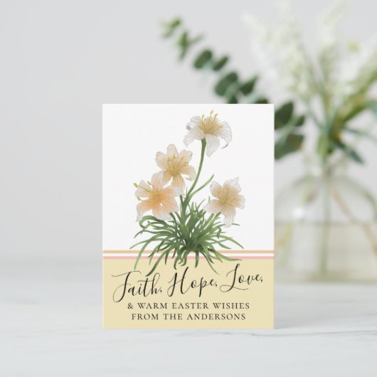 Elegant Lily Flowers Faith Hope Paasgroetings Briefkaart (Staand voorkant)