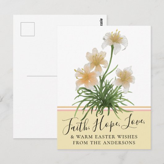 Elegant Lily Flowers Faith Hope Paasgroetings Briefkaart (Voorkant / Achterkant)
