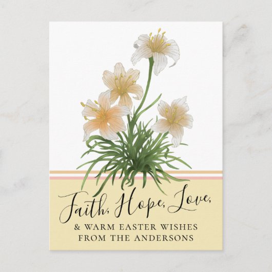 Elegant Lily Flowers Faith Hope Paasgroetings Briefkaart (Voorkant)