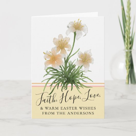 Elegant Lily Flowers Faith Love Easter Greetings Feestdagen Kaart (Voorkant)