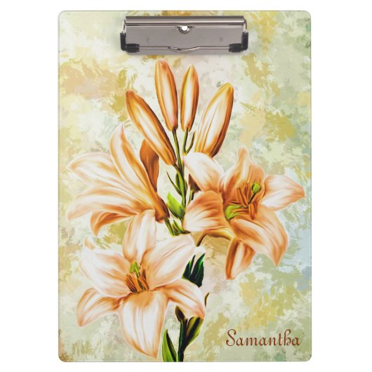 Elegant Lily Flowers voegen Jouw naam toe Klembord (Voorkant)