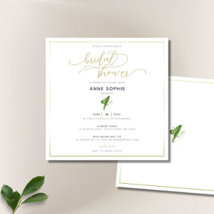 Elegant Lily of Valley Gold Calligraphy Bridal Kaart