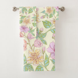 Elegant Lily  Pastel Floral Bath Towels Bad Handdoek