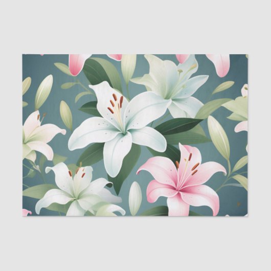 Elegant Lily Patroon Tissuepapier (Voorkant)