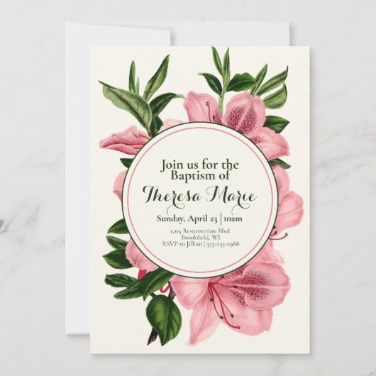 Elegant Lily ThMED Baptism Invitation Kaart (Voorkant)
