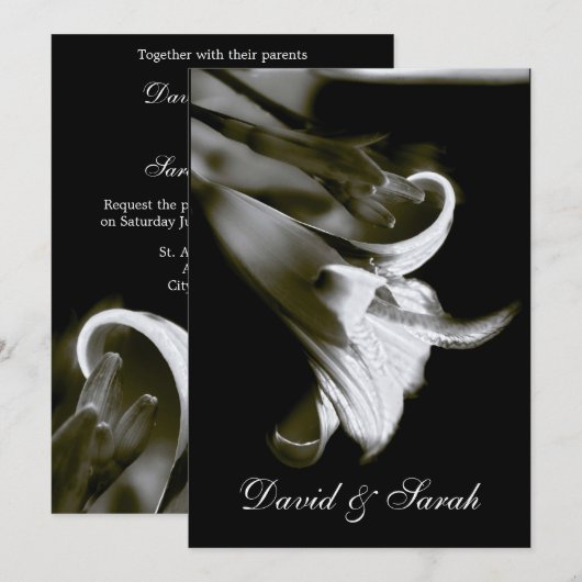 Elegant Lily Wedding Invitation Kaart (Voorkant / Achterkant)