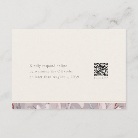 Elegant Lily Wedding RSVP Card with QR Code Kaart (Achterkant)
