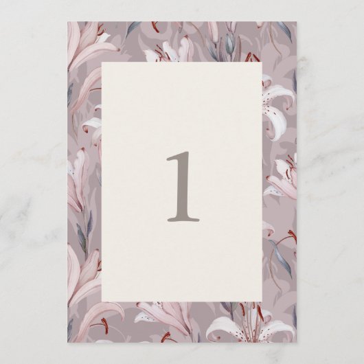 Elegant Lily Wedding Table Numbers 1–30  Kaart (Achterkant)