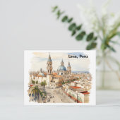 Elegant Lima Peru Aquarel Panorama Uitzicht Briefkaart (Staand voorkant)