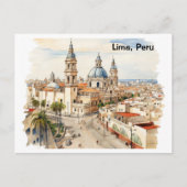Elegant Lima Peru Aquarel Panorama Uitzicht Briefkaart (Voorkant)