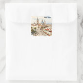 Elegant Lima Peru Aquarel Panorama Uitzicht Vierkante Sticker (Tas)