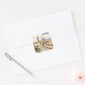 Elegant Lima Peru Aquarel Panorama Uitzicht Vierkante Sticker (Envelop)