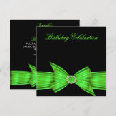 Elegant Lime Green Birthday Party Kaart (Voorkant / Achterkant)