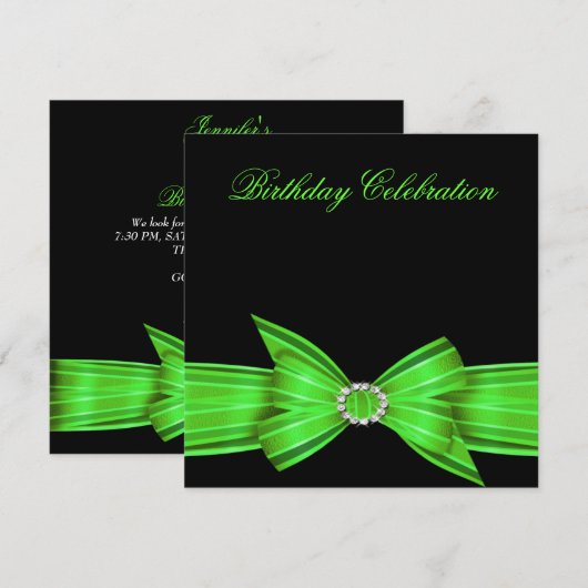 Elegant Lime Green Birthday Party Kaart (Voorkant / Achterkant)
