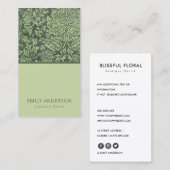ELEGANT LIME GREEN BLACK DAMASK FLORAL PATTERN VISITEKAARTJE (Voorkant / Achterkant)