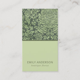 ELEGANT LIME GREEN BLACK DAMASK FLORAL PATTERN VISITEKAARTJE