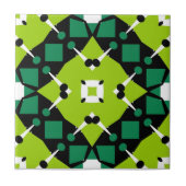 Elegant Lime Green Black & White Geometric Pattern Tegeltje (Voorkant)