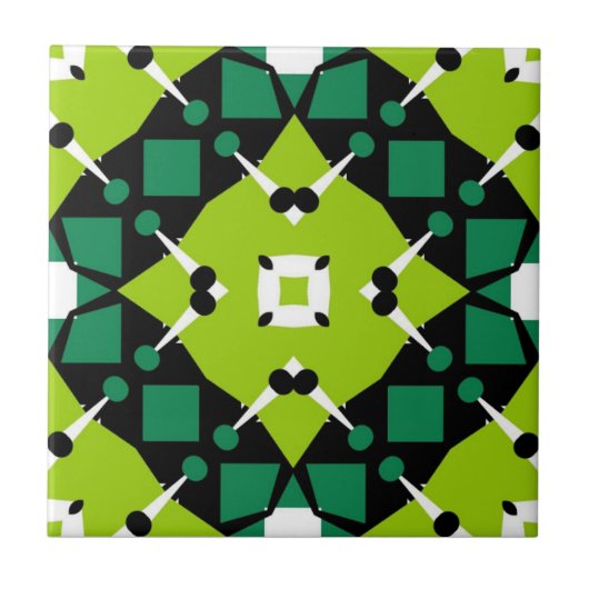 Elegant Lime Green Black & White Geometric Pattern Tegeltje (Voorkant)