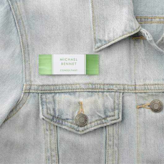 Elegant Lime Green Borhed Metallic Business Naamplaatje (In situ)