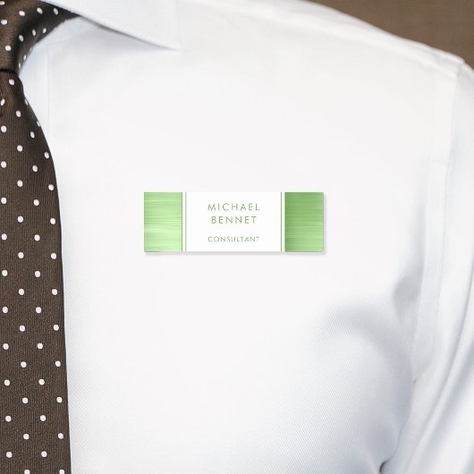 Elegant Lime Green Borhed Metallic Business Naamplaatje