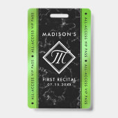 Elegant Lime Green Folie Black Marble VIP Event Badge (Achterkant)