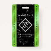 Elegant Lime Green Folie Black Marble VIP Event Badge (Achterkant)