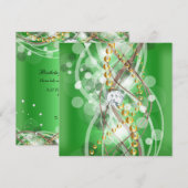 Elegant Lime Green Gold Diamond verjaardagsfeestje Kaart (Voorkant / Achterkant)