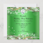 Elegant Lime Green Gold Diamond verjaardagsfeestje Kaart (Achterkant)