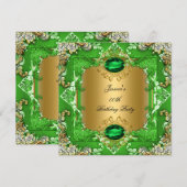 Elegant Lime Green Gold Floral Birthday Party Kaart (Voorkant / Achterkant)