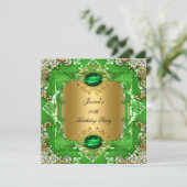 Elegant Lime Green Gold Floral Birthday Party Kaart (Staand voorkant)