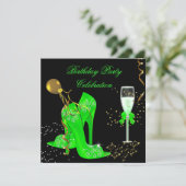 Elegant Lime Green Gold Glitter Birthday Party Kaart (Staand voorkant)