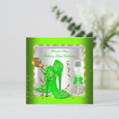 Elegant Lime Green Gold Glitter Birthday Party Kaart (Staand voorkant)