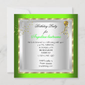 Elegant Lime Green Gold Glitter Birthday Party Kaart (Achterkant)
