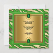 Elegant Lime Green Gold Zebra Birthday Party Kaart (Achterkant)