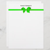 Elegant Lime Green Satin Bow on White Envelope (Voorkant / Achterkant)