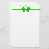 Elegant Lime Green Satin Bow on White Envelope Briefpapier (Voorkant / Achterkant)