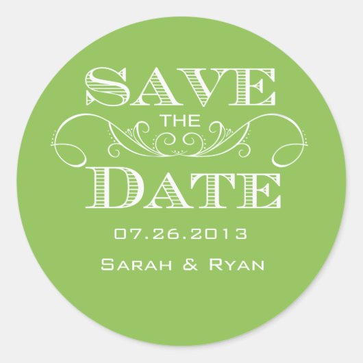 Elegant Lime Green Save the Date Sticker (Voorkant)