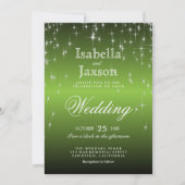 Elegant Lime Green Star Lights Wedding Uitnodiging (Voorkant)