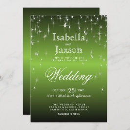 Elegant Lime Green Star Lights Wedding Uitnodiging