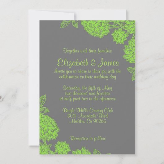 Elegant Lime Green Wedding Invitations Kaart (Voorkant)