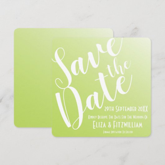 Elegant lime groen ombre bewaar de datum kaart (Voorkant / Achterkant)
