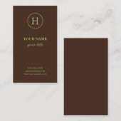 Elegant Limoen en bruine monogram Visitekaartjes (Voorkant / Achterkant)