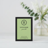 Elegant Limoen- en zwarte monogram-kaart Visitekaartje (Staand voorkant)