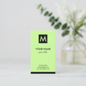 Elegant Limoen Square Monogram Visitekaartjes (Staand voorkant)