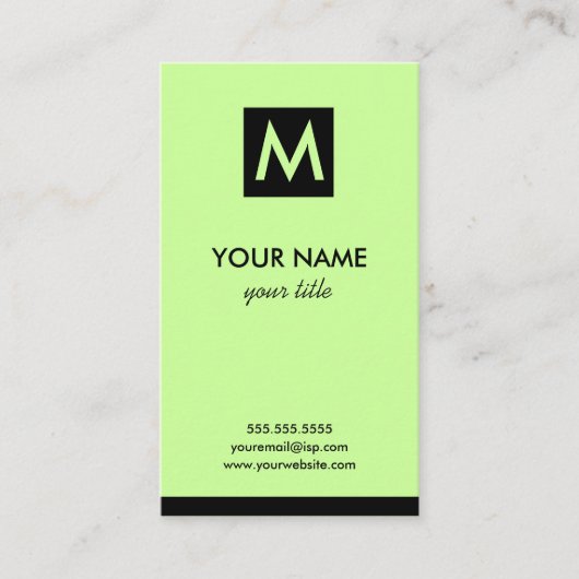 Elegant Limoen Square Monogram Visitekaartjes (Voorkant)